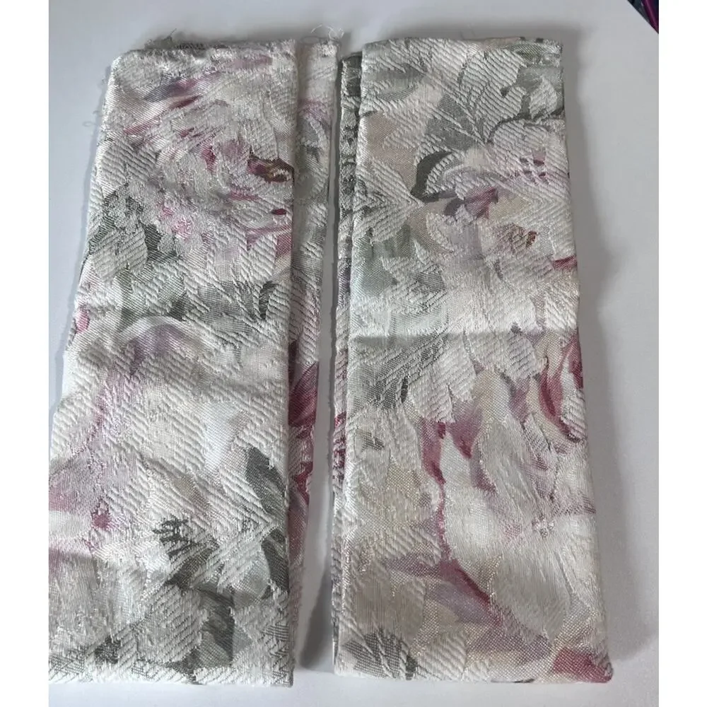 Cottage Rose Floral Jacquard Tapestry 2 Curtain Panels Lined Mint Green Pink 84
